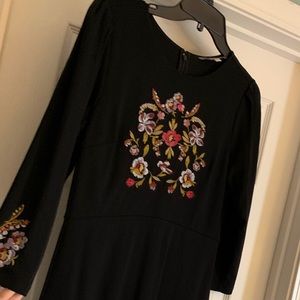 Loft Dress with beautiful floral stitching.